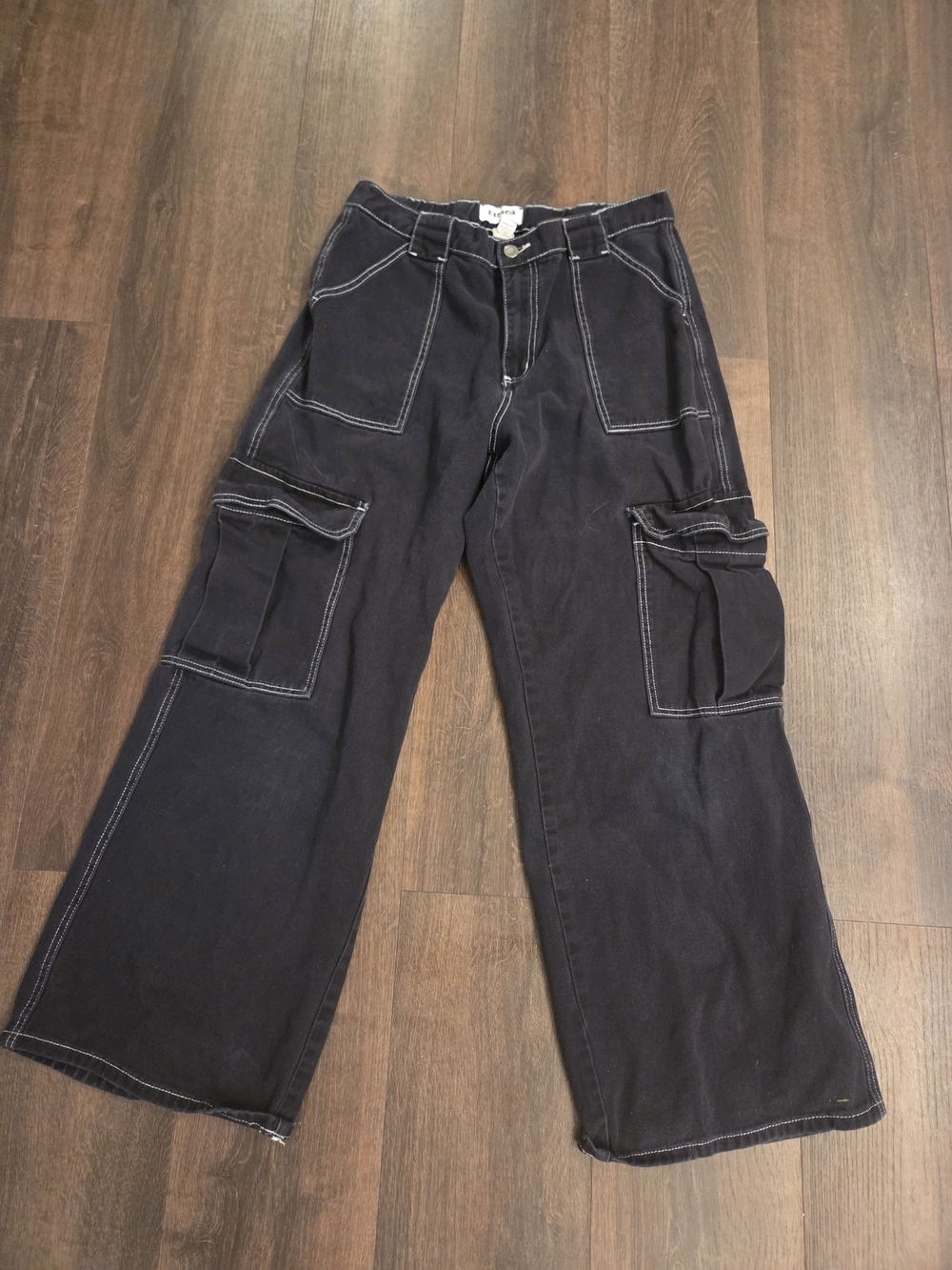 RSQ Black Wide-Leg Cargo Pants